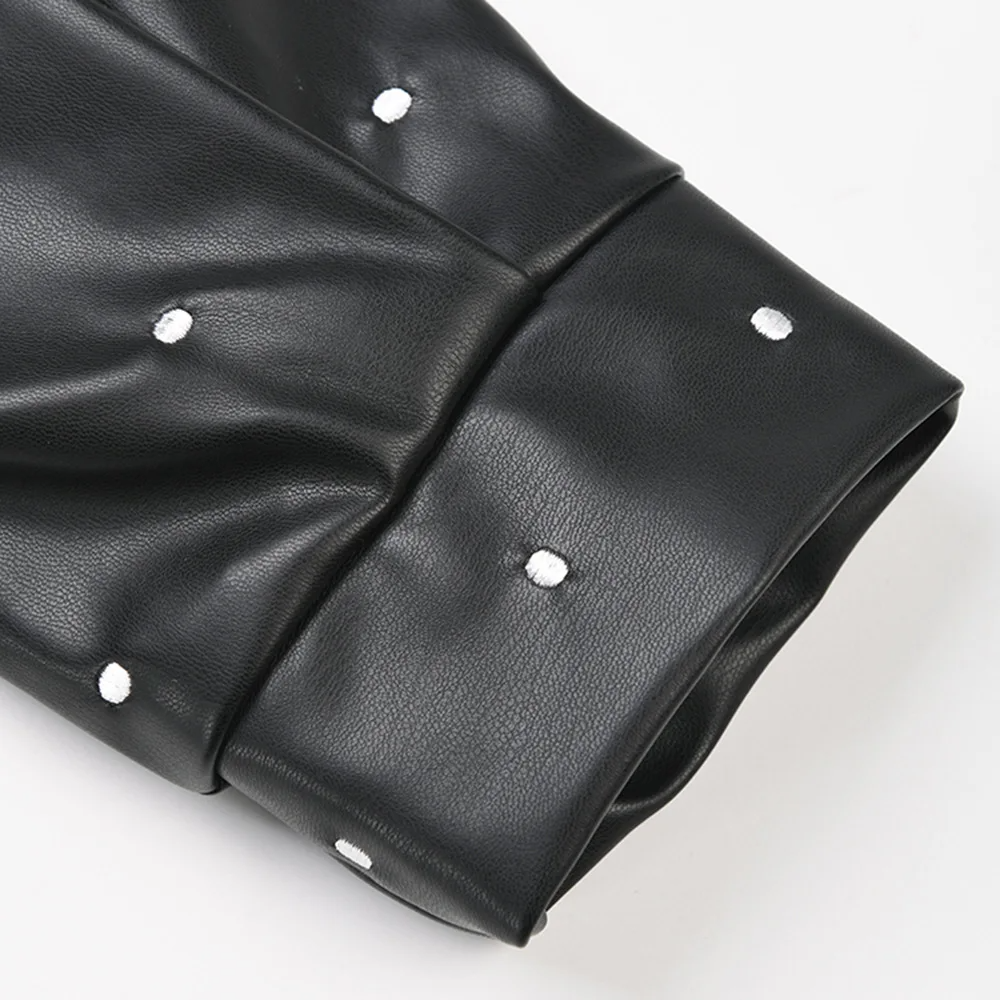 Stippen Dames Jas - Zwart-Wit - Premium PU-leer - Geschikt voor Alle Seizoenen