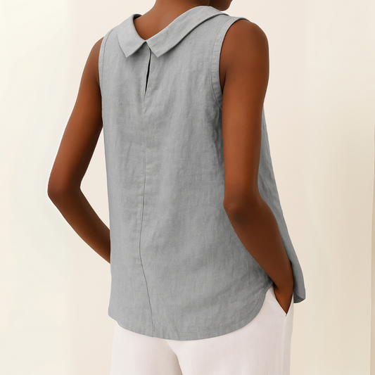 Mouwloze damesblouse met rolkraag - stijlvolle top dames veelzijdig