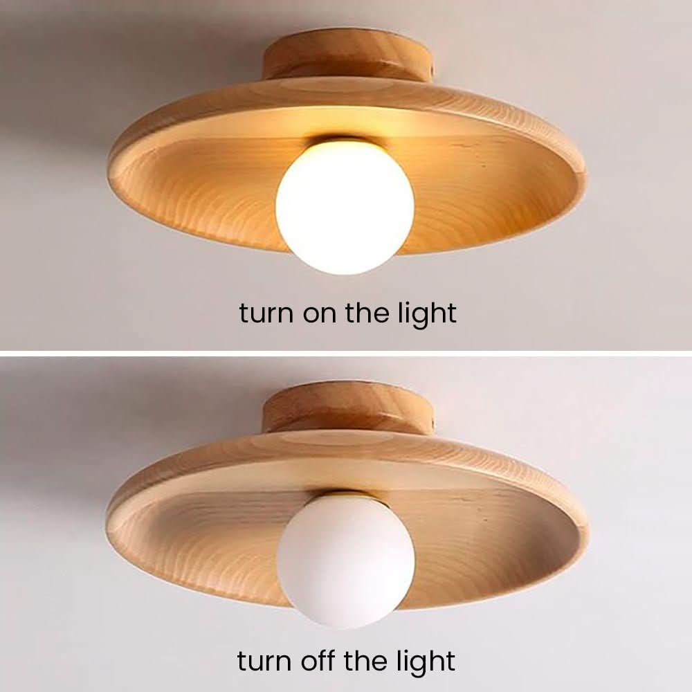 Plafondlamp van hout in scandinavische minimalistische stijl