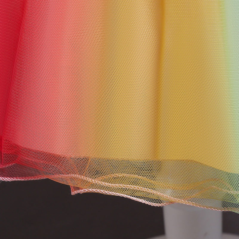 Schattige Feestjurk voor Meisjes - Strikpatroon - Polyester/Tule - Vier Seizoenen