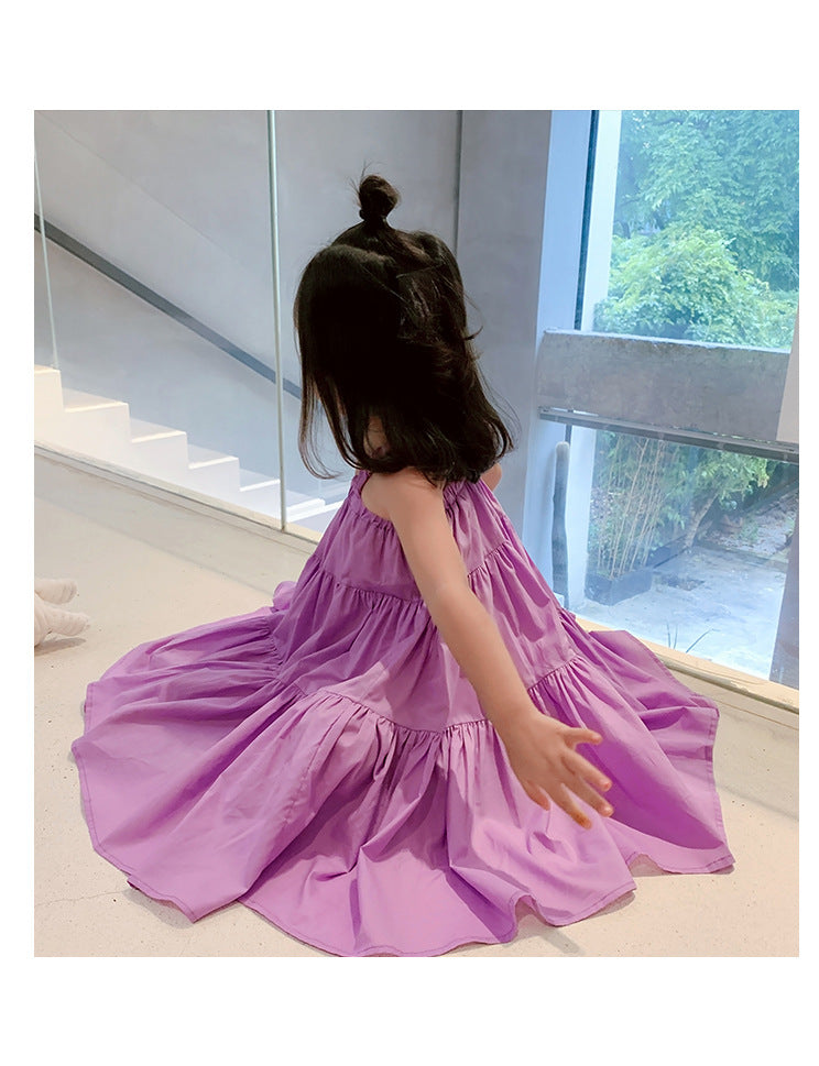 Schattige Meisjesjurk - Gelaagd - Polyester/Katoen - Ronde Hals - Perfect voor Zomerdagen