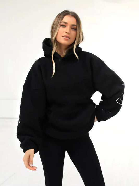 Hoodie van teddy fleece oversized losse pasvorm met capuchon