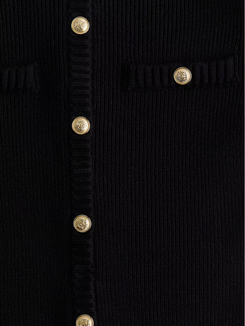 Ribgebreide Jurk Kort Nauwsluitend met Knoopsluiting - Veelzijdig en Comfortabel