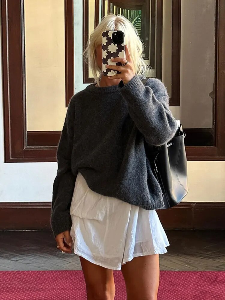 Gebreide Trui - Vrouwen - Effen, Warm voor Herfst/Winter - O-hals, Lange Mouwen - Nieuwe Collectie