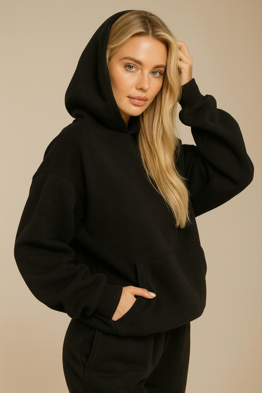 Oversized hoodie met joggingbroek in zwart katoen