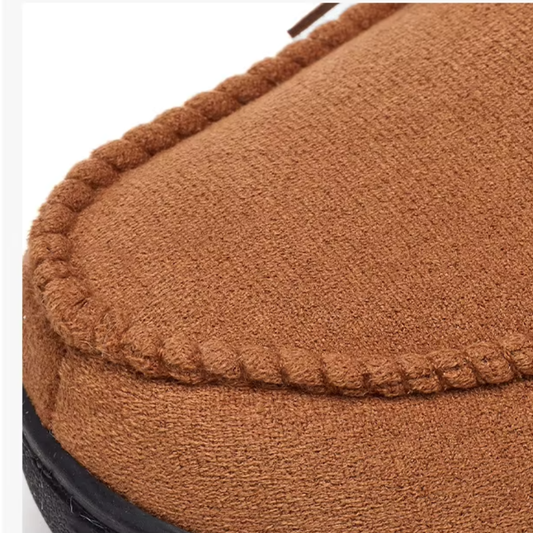 Mocassin damespantoffels met strikje op de wreef en fleecevoering