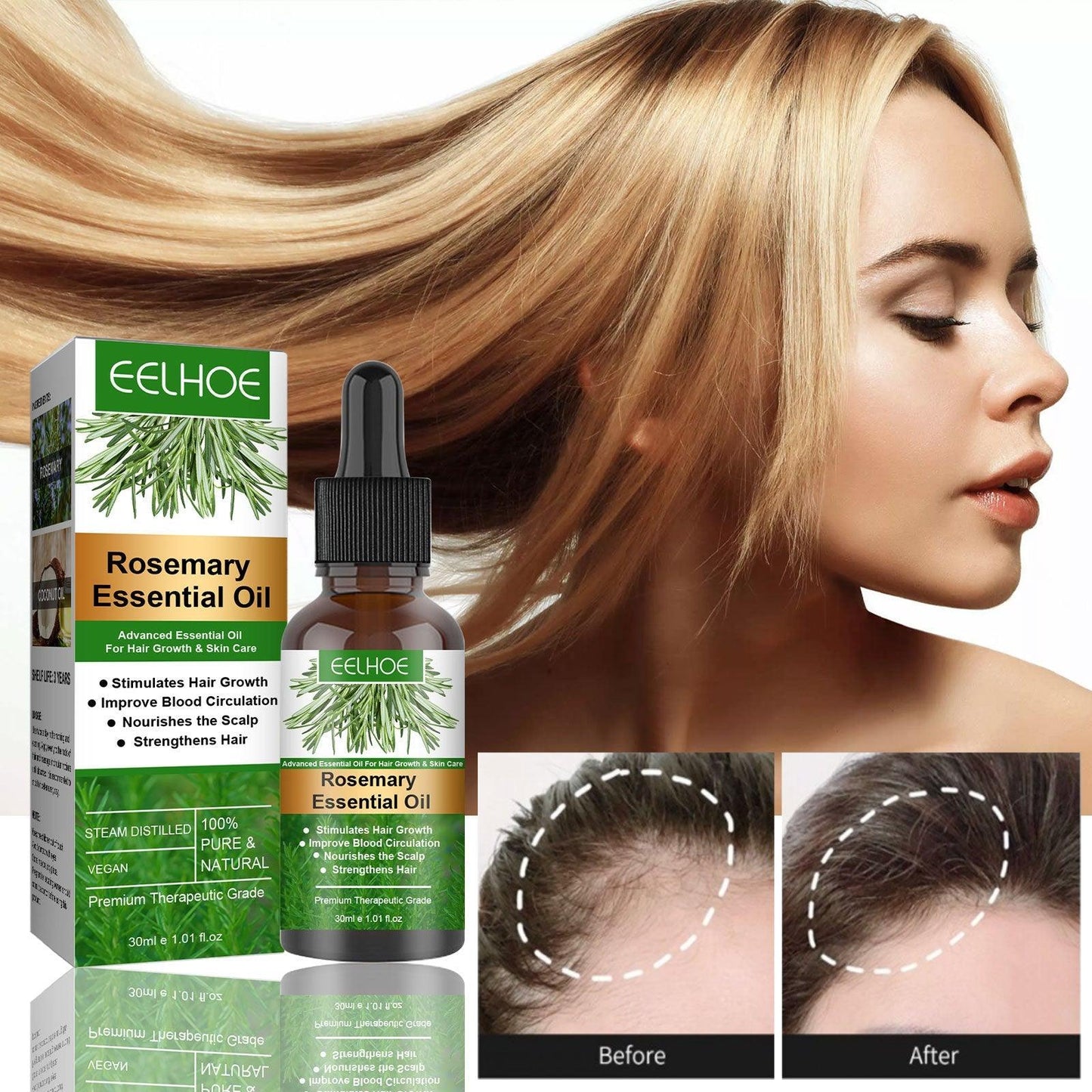Rozemarijn haarolie essentiële olie voor haargroei en tegen haarbreuk 30 ml