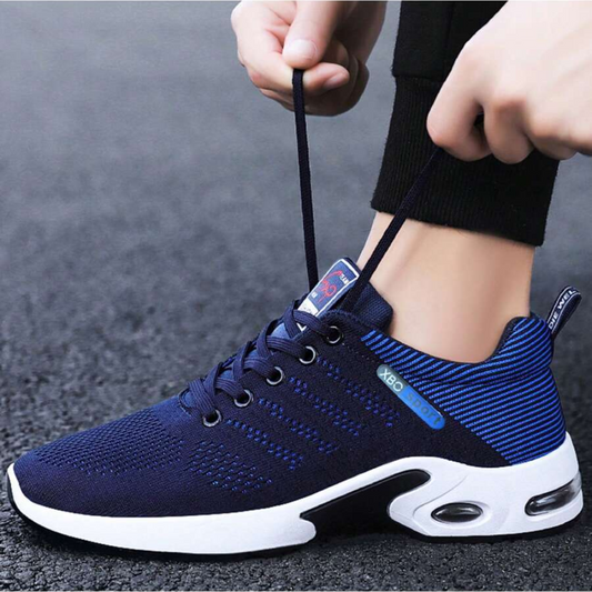 Ergonomische herensneakers met luchtzool en gebreid bovenwerk