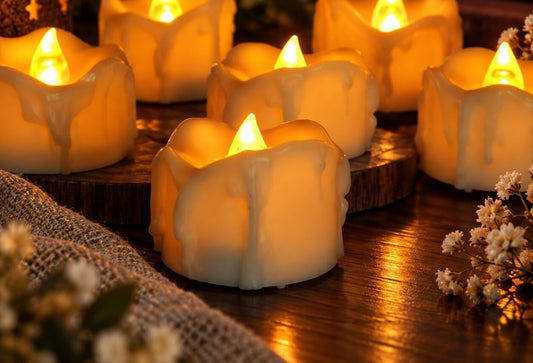 Twaalf ledtheelichtjes met druipkaarsrand en een afstandsbediening - beeld 2