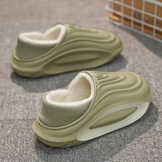 Pantoffels van EVA met golvende dikke zool, pluche voering en geribde hielrand - beeld 2