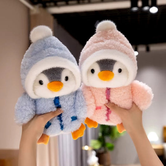 Pinguïnknuffel van 25 cm met jasje en capuchon - beeld 2