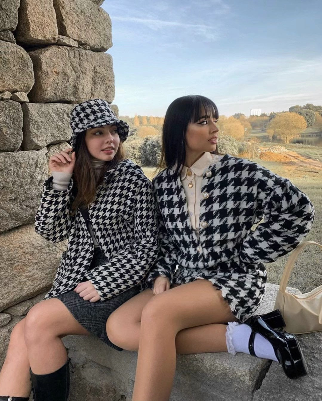 Plaid Kostuum - Dames - Stijlvolle en Comfortabele Wollen Mix met Slim Fit Pasvorm