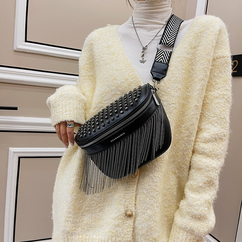 Hannah - Tas met Kwastjes - Glasleer - Praktisch Formaat - Handgemaakt