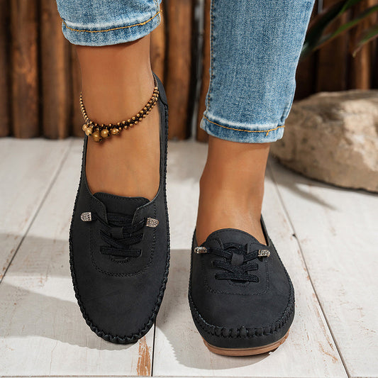 Loafers dames van zacht kunstleer - antislip in zwart