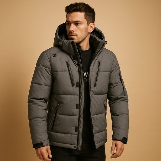 Heren parka jas met donsvoering en capuchon winddicht
