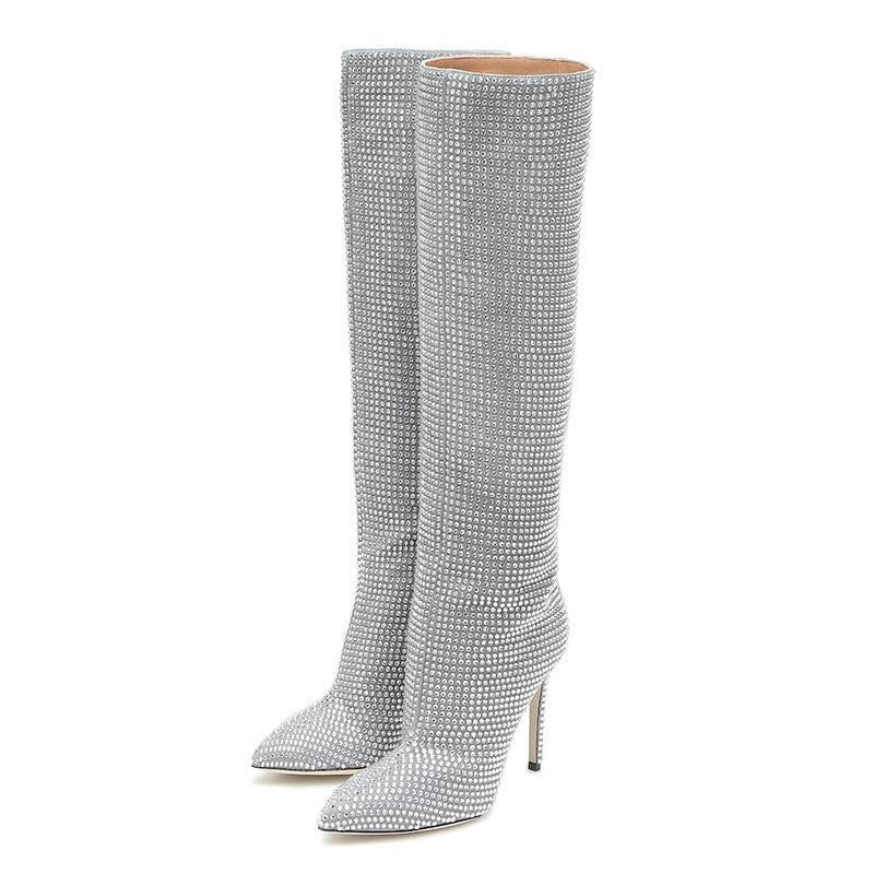 Kristallen Laarzen Dames - Over-de-Knie Glamour - Pailletten en Comfort