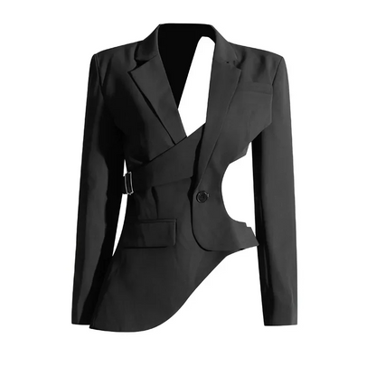 Asymmetrische Blazer - Grijs - 100% Polyester