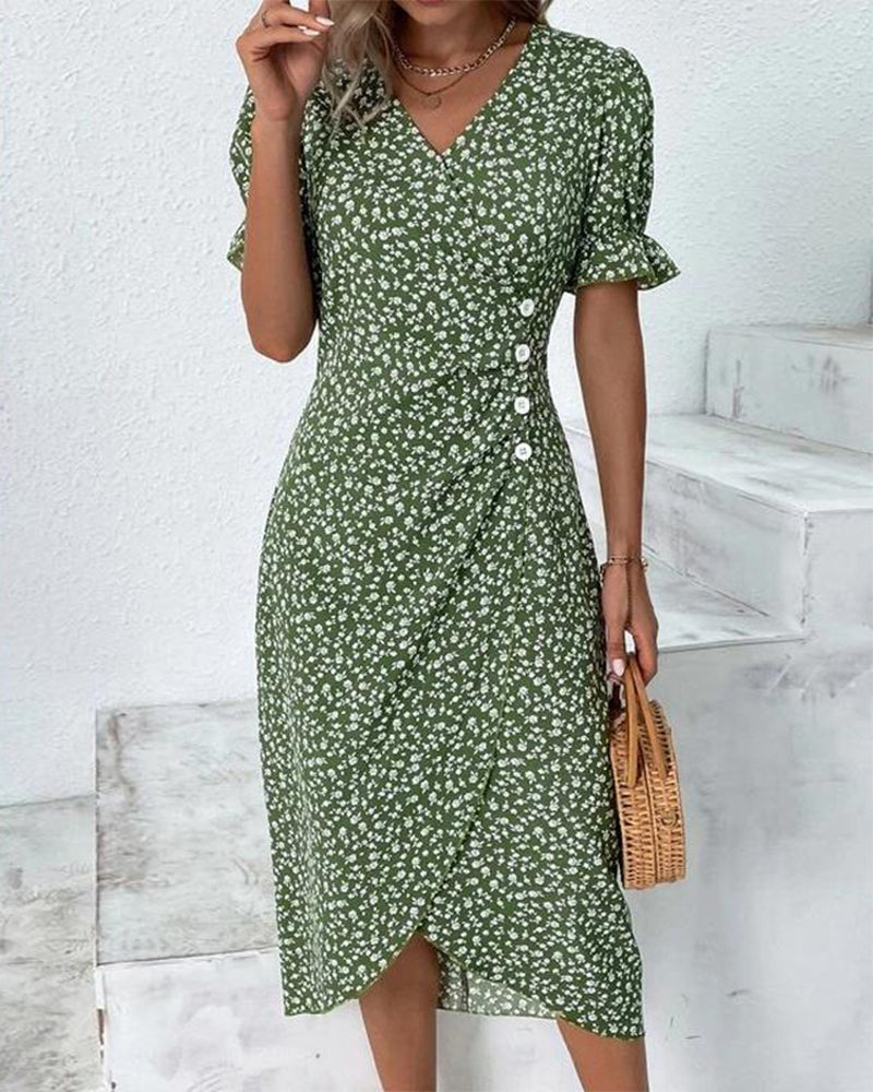 Bloemen jurk dames met V-hals en frisse bloemenprint