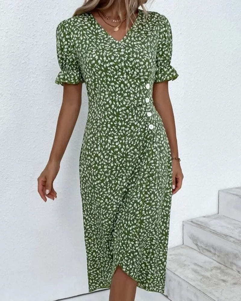 Bloemen jurk dames met V-hals en frisse bloemenprint - foto 5