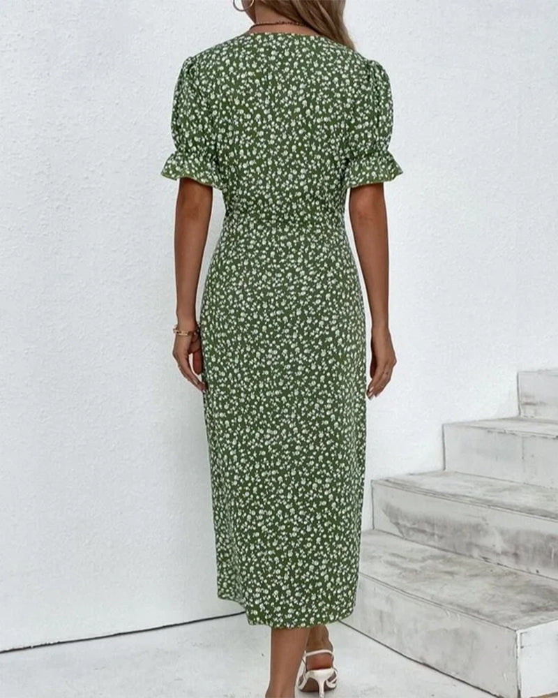 Bloemen jurk dames met V-hals en frisse bloemenprint - foto 6