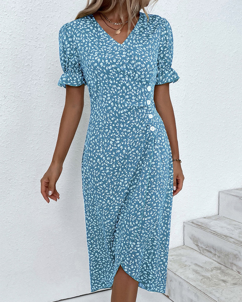 Bloemen jurk dames met V-hals en frisse bloemenprint - foto 9