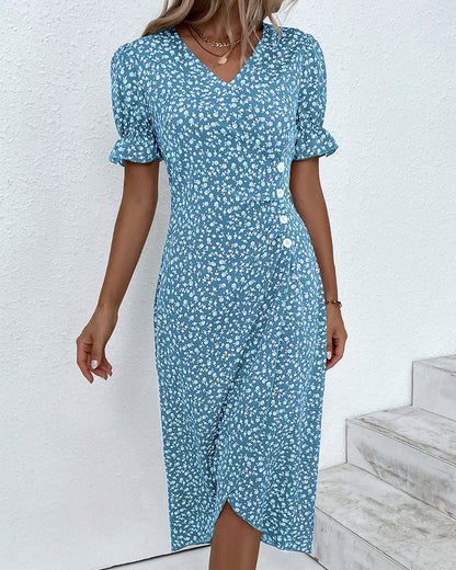 Bloemen jurk dames met V-hals en frisse bloemenprint - foto 9