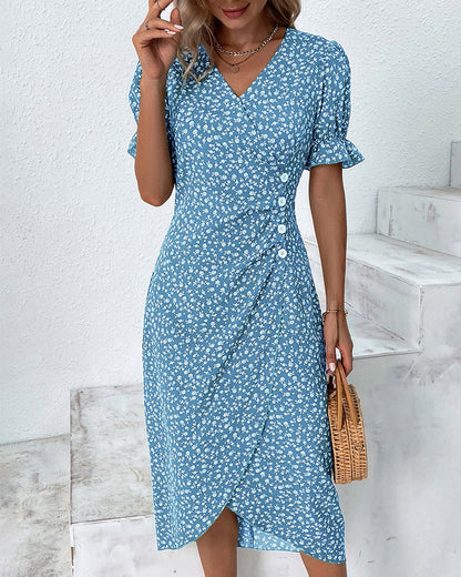 Bloemen jurk dames met V-hals en frisse bloemenprint - foto 2