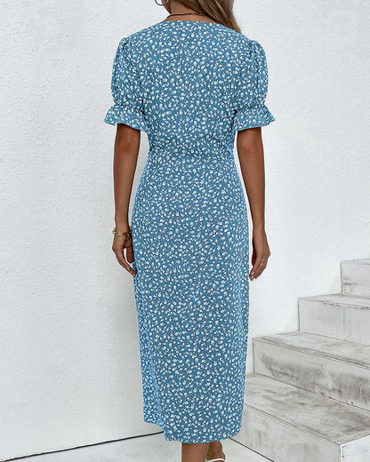 Bloemen jurk dames met V-hals en frisse bloemenprint - foto 8