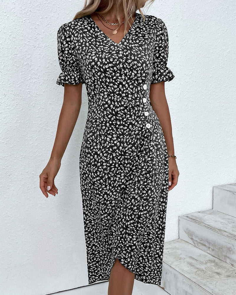 Bloemen jurk dames met V-hals en frisse bloemenprint - foto 13