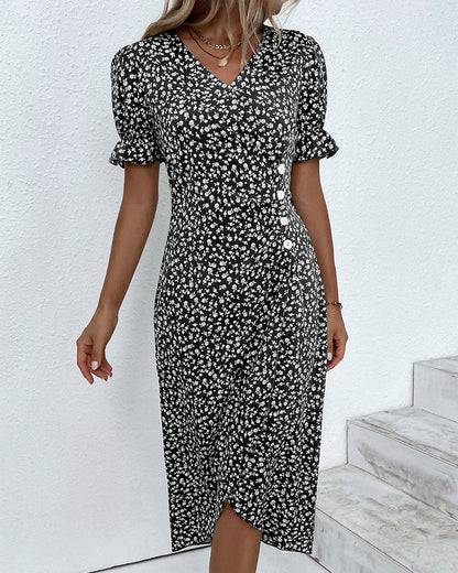 Bloemen jurk dames met V-hals en frisse bloemenprint - foto 13
