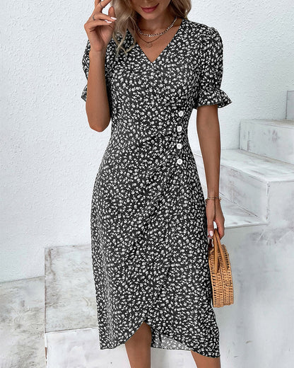 Bloemen jurk dames met V-hals en frisse bloemenprint - foto 3