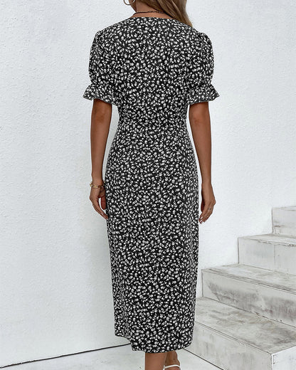 Bloemen jurk dames met V-hals en frisse bloemenprint - foto 10