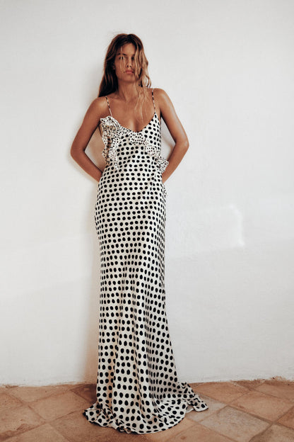 Maxi jurk dames met stippenprint