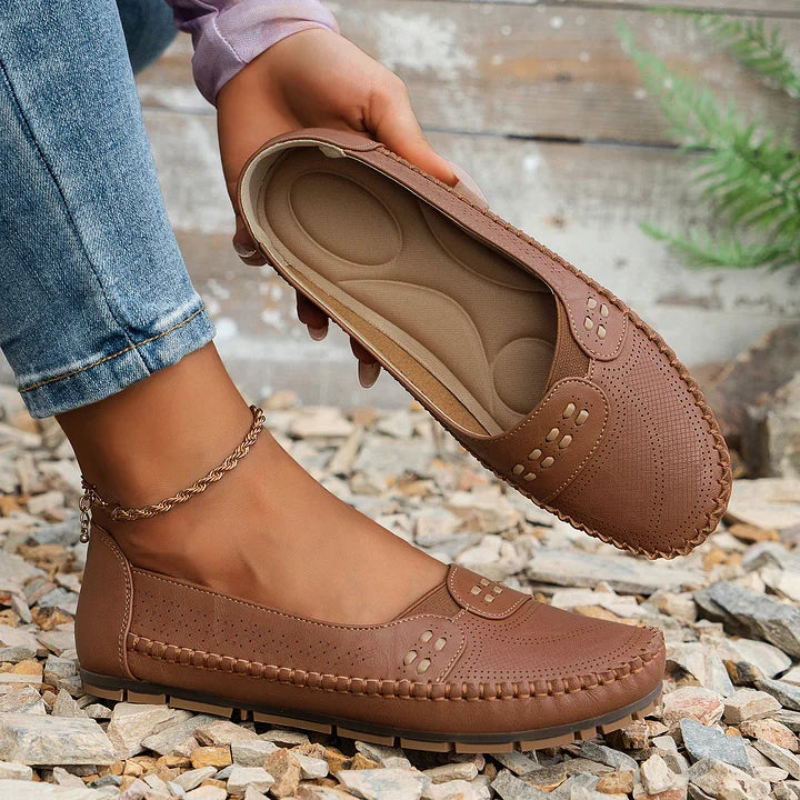 Comfortabele orthopedische flat dames lichtroze - elegante wandelschoen