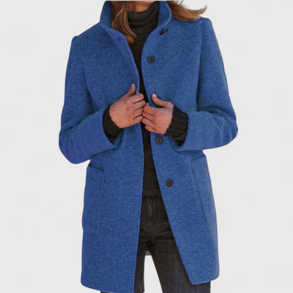 Mantel Jas Dames van Wol – Elegante Lange Winterjas met Knopen in Meerdere Kleuren