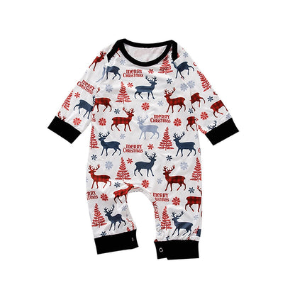 Kerstpyjama voor het hele gezin met kerstmanprint en witte rendierbroek