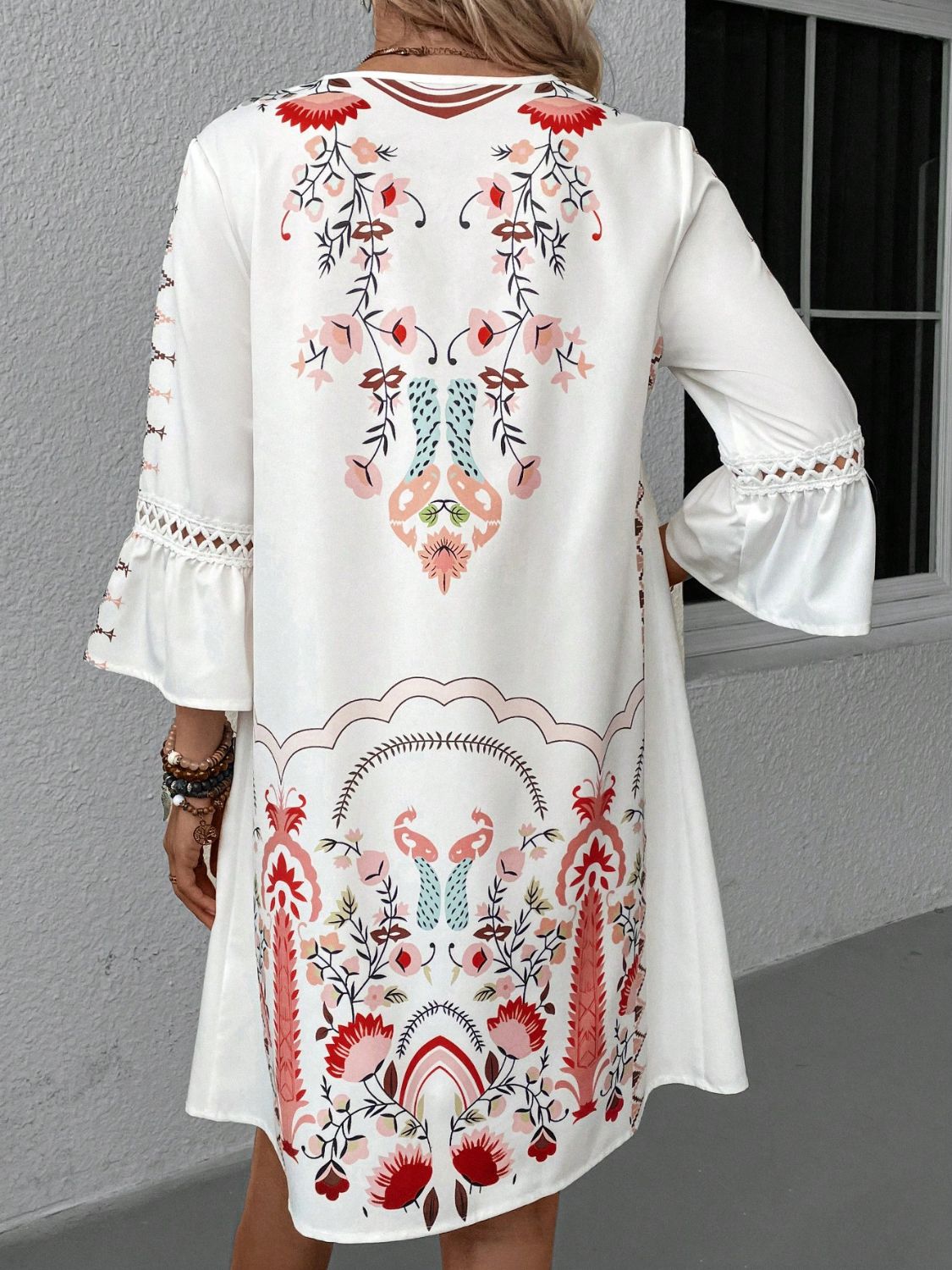 Jurk dames met borduurprint - detailfoto