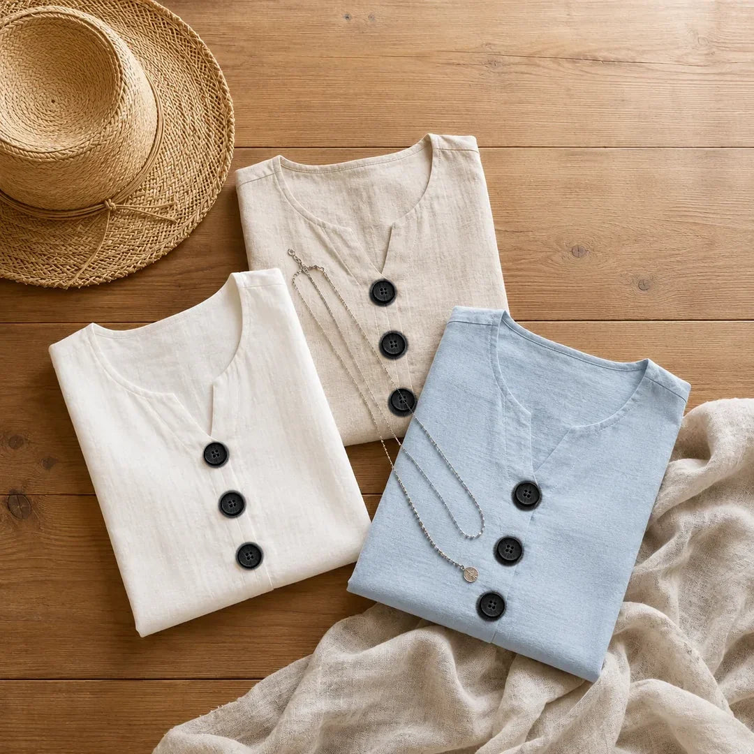 Mouwloze top dames in linnenlook - detailfoto