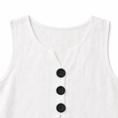 Mouwloze top dames in linnenlook - detailfoto