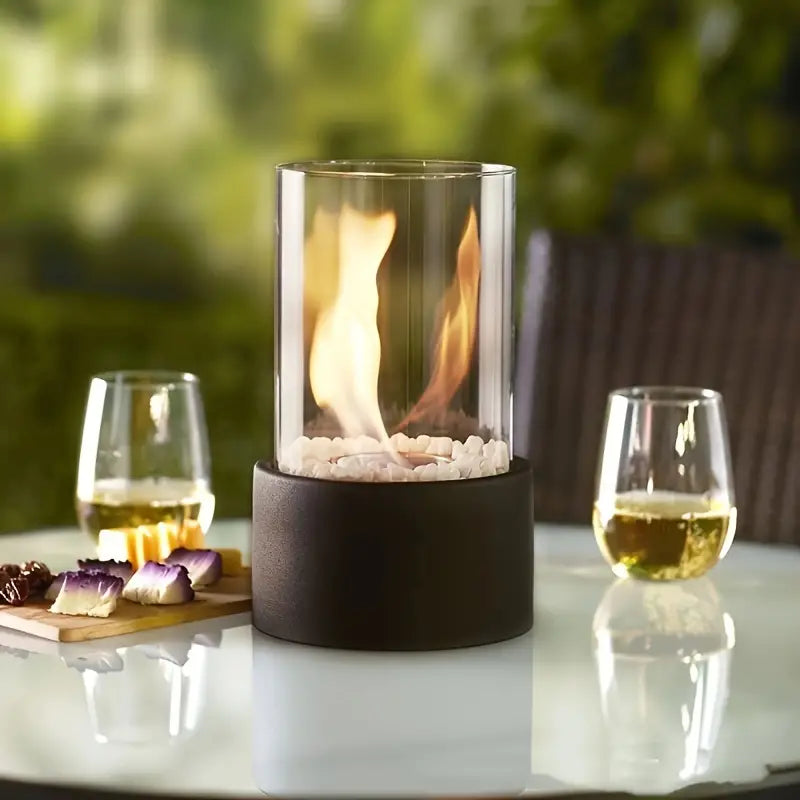 Tafelhaard bio-ethanol met glas – Sfeervolle vlammen zonder rook