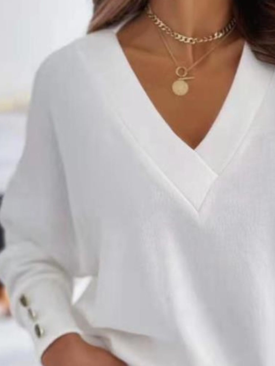 Sweater dames met V-hals - detailfoto
