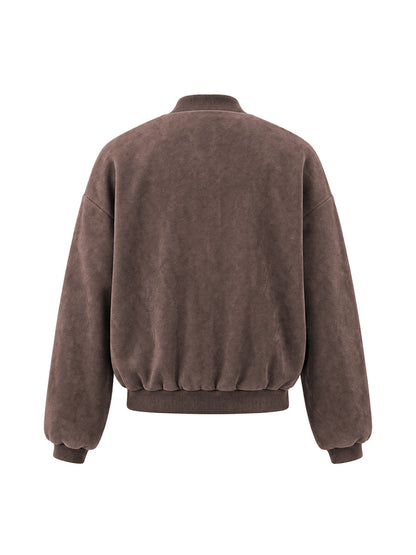 Cropped bomberjack dames in zachte koffiebruine suèdelook