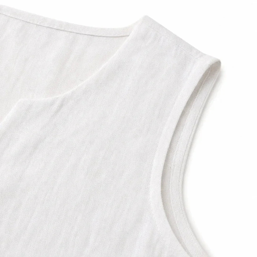 Mouwloze top dames in linnenlook - detailfoto