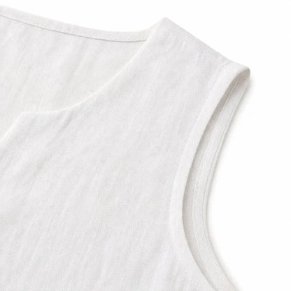 Mouwloze top dames in linnenlook - detailfoto