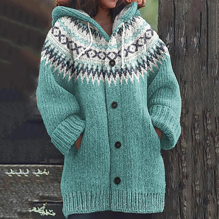 Grofgebreid vest dames met capuchon in Mintgroen