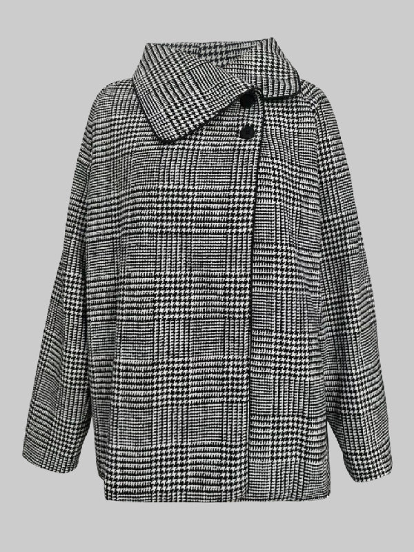 Pied-de-poule jack dames met asymmetrische sluiting