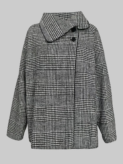 Pied-de-poule jack dames met asymmetrische sluiting