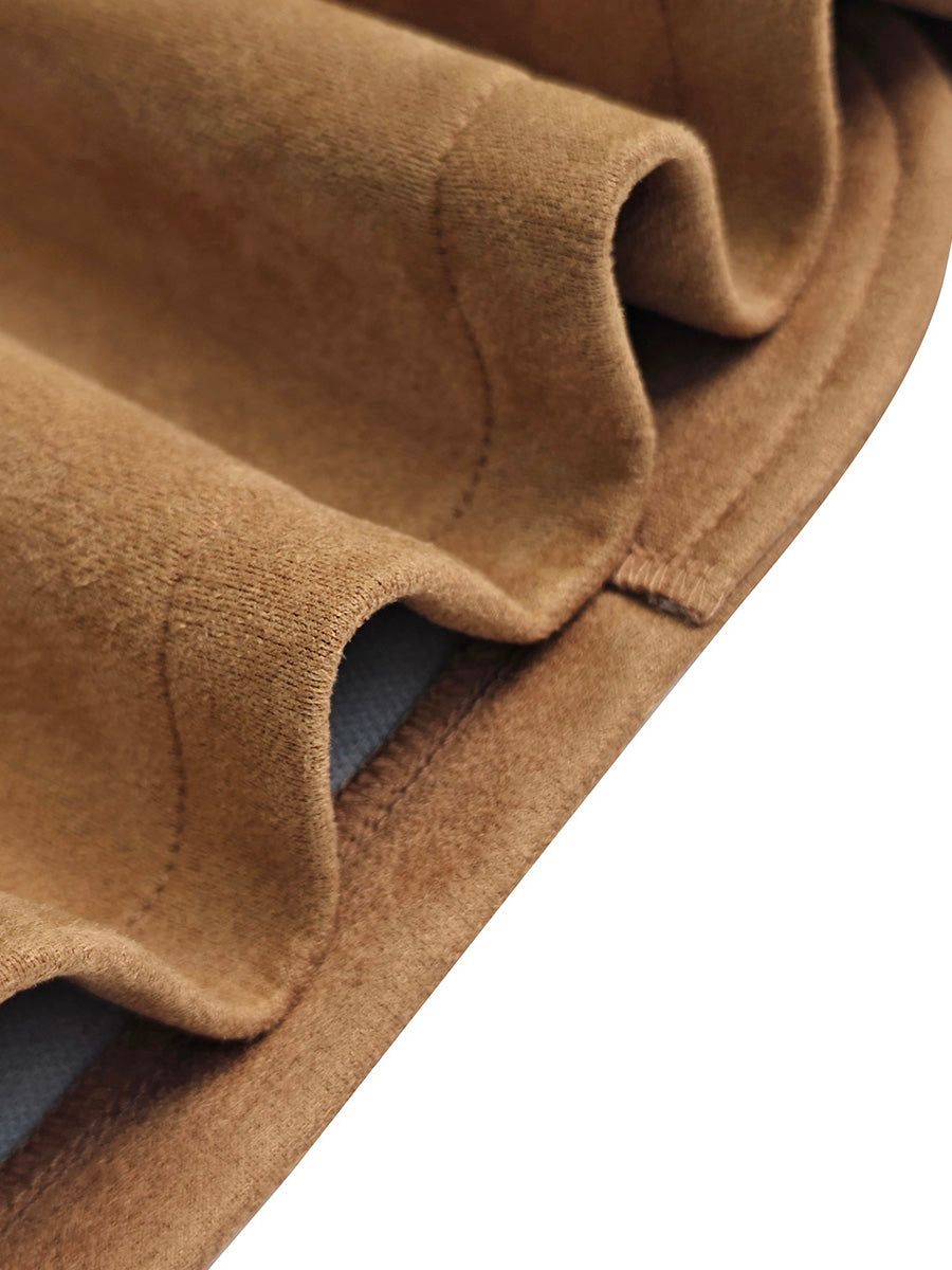 Cognackleurige damesblazer in suède look met revers en kleppenzakken