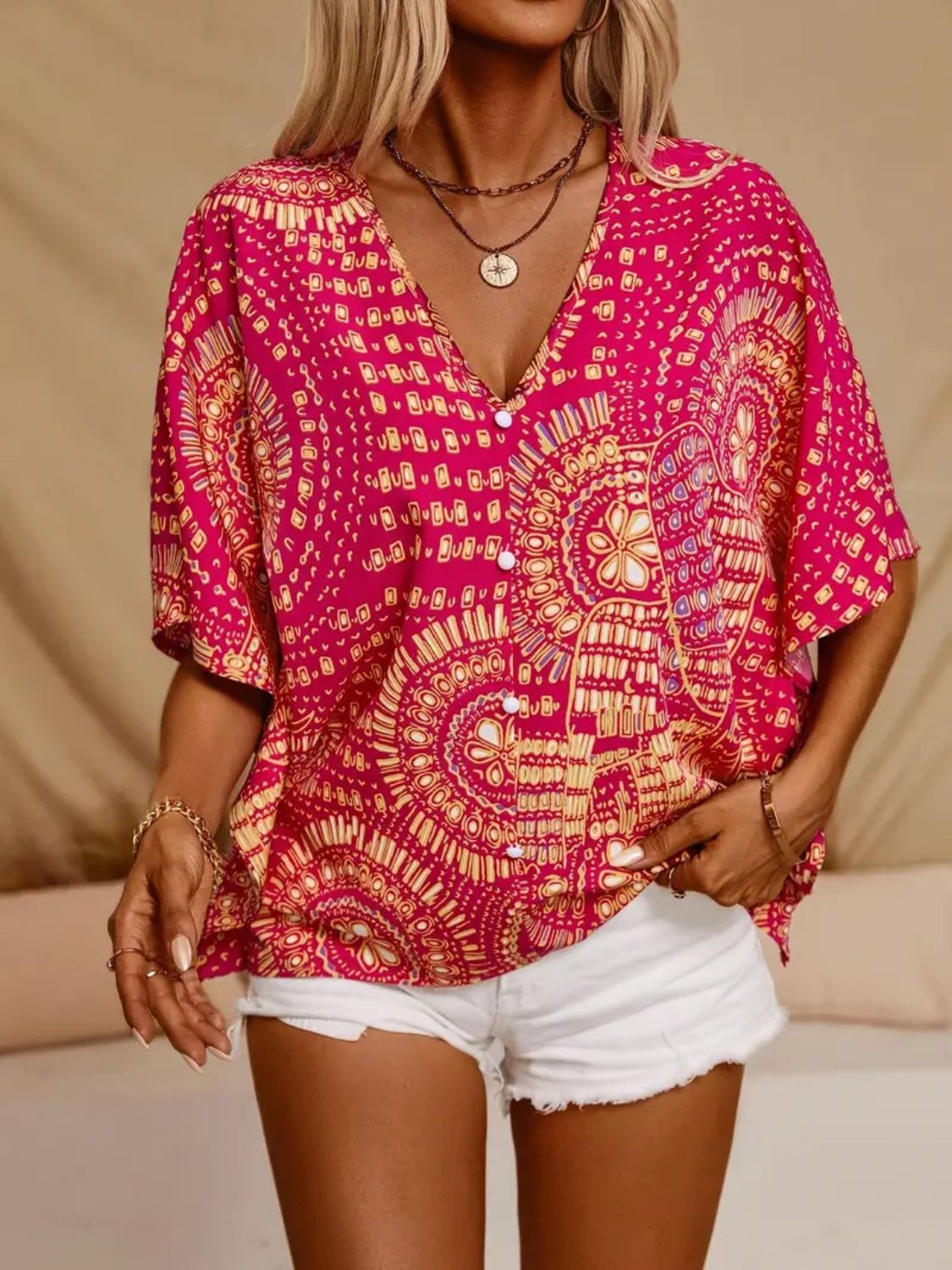 Top dames met mandalaprint - detailfoto