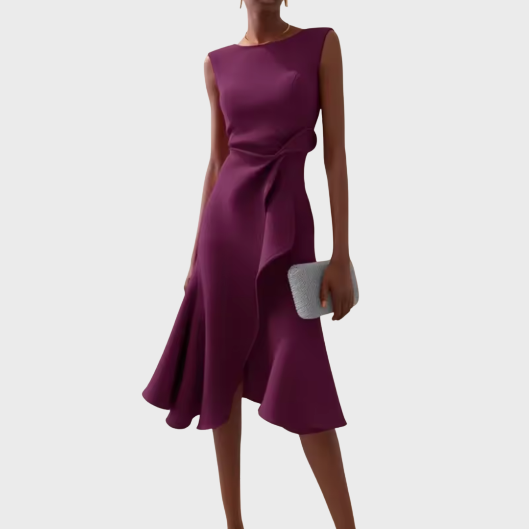 Asymmetrische Midi Jurk Dames | Gedrapeerd Vrouwelijk Design